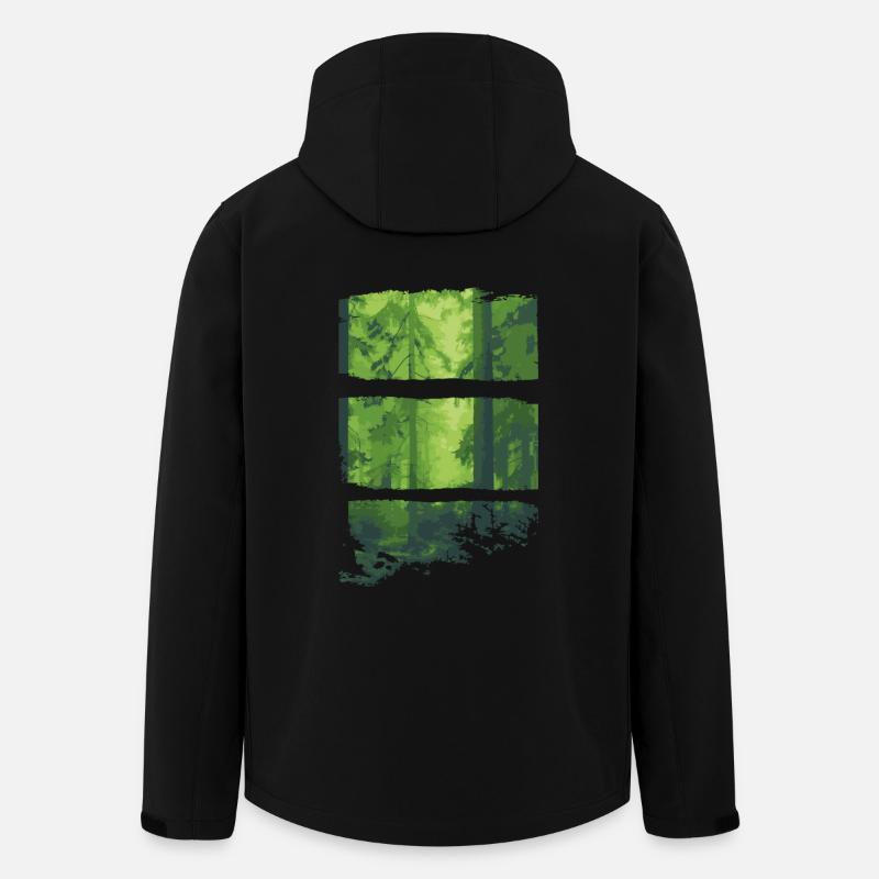 Forest Light Green Panels - Men’s Recycled Softshell Jacket by Stanley/Stella - black