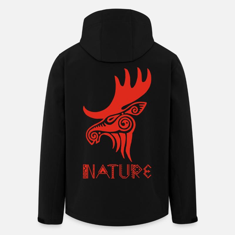 Rotes Elch-Tiertotem - Recycelte Männer Softshell-Jacke von Stanley/Stella - Schwarz