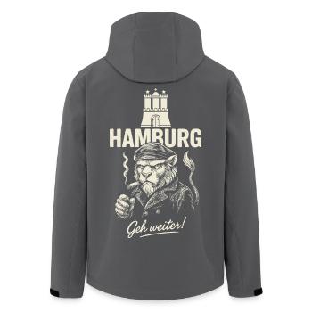 Hamburger Hafenraubein - Recycelte Männer Softshell-Jacke von Stanley/Stella - Schwarz - Hinten - AI Model Male 185 light (185cm)