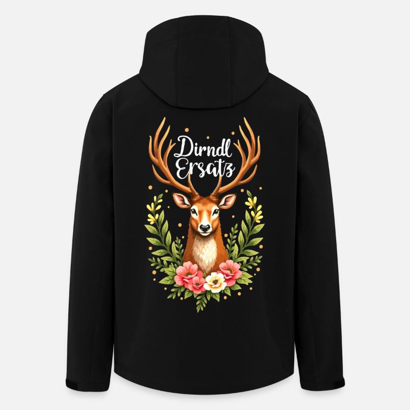 Dirndl Ersatz Hirsch Blumen Tracht bayerisch  - Recycelte Männer Softshell-Jacke von Stanley/Stella - Schwarz