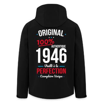 1946 – Original – Einzigartiges Exemplar - Recycelte Männer Softshell-Jacke von Stanley/Stella - Schwarz - Hinten - AI Model Male 185 light (185cm)
