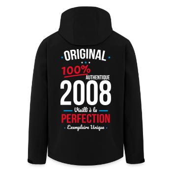2008 – Original – Einzigartiges Exemplar - Recycelte Männer Softshell-Jacke von Stanley/Stella - Schwarz - Hinten - AI Model Male 185 light (185cm)