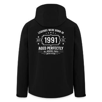 Millésime original 1991 | Cadeau d’anniversaire 1991 - Veste softshell homme en polyester recyclé Stanley/Stella - noir - Dos - AI Model Male 185 light (185cm)
