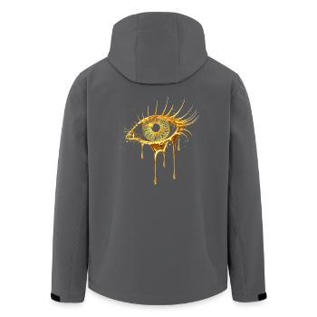 Eye in gold look - Men’s Recycled Softshell Jacket by Stanley/Stella - black - Back - AI Model Male 185 light (185cm)