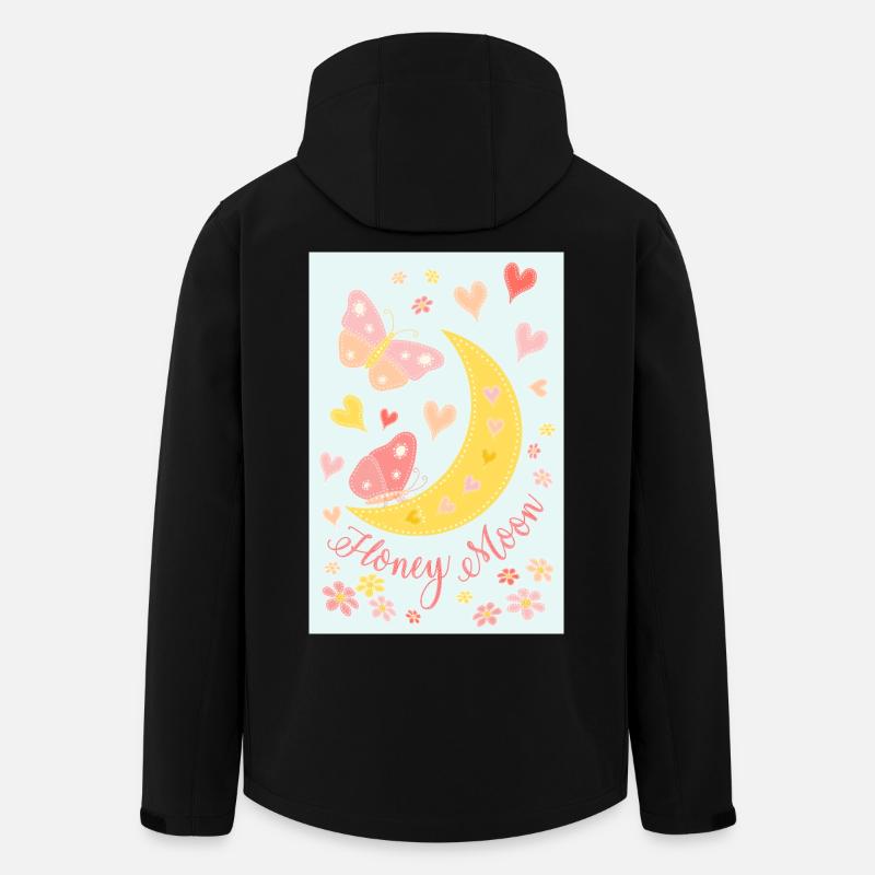 Honeymoon Mond Blüten Schmetterlinge Poster blau - Recycelte Männer Softshell-Jacke von Stanley/Stella - Schwarz