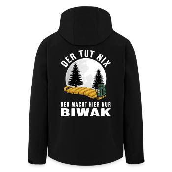 biwak bushcraft wildcamping survival adventure - Recycelte Männer Softshell-Jacke von Stanley/Stella - Schwarz - Hinten - AI Model Male 185 light (185cm)