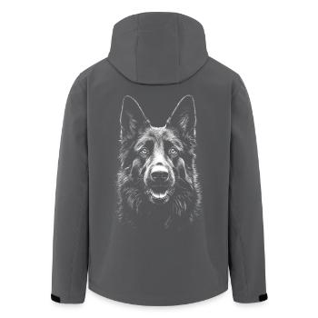 German Shepherd Portrait Dog Dog - Men’s Recycled Softshell Jacket by Stanley/Stella - black - Back - AI Model Male 185 light (185cm)