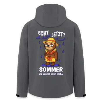 Faultiermotiv - Echt jetzt? Sommer, du kannst mich - Recycelte Männer Softshell-Jacke von Stanley/Stella - Schwarz - Hinten - AI Model Male 185 light (185cm)
