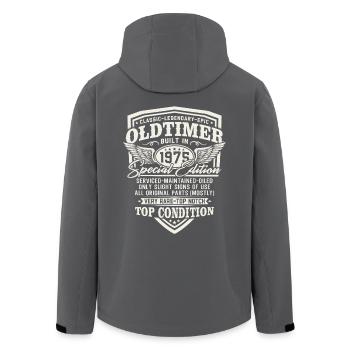 Vintage Car Year 1975 Vintage Birthday Gift - Men’s Recycled Softshell Jacket by Stanley/Stella - black - Back - AI Model Male 185 light (185cm)