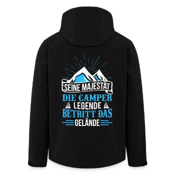 CAMPER / CAMPING / ZELTEN / PFADFINDER / NATUR - Recycelte Männer Softshell-Jacke von Stanley/Stella - Schwarz - Hinten - AI Model Male 185 light (185cm)