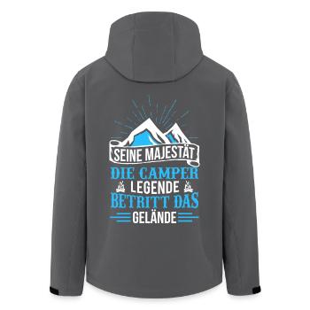 CAMPER / CAMPING / ZELTEN / PFADFINDER / NATUR - Recycelte Männer Softshell-Jacke von Stanley/Stella - Anthrazit - Hinten - AI Model Male 185 light (185cm)
