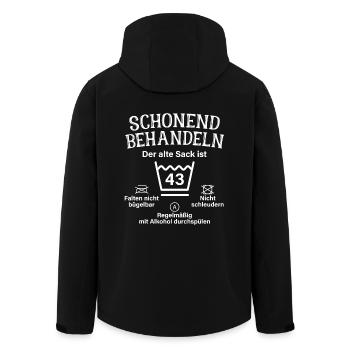 Schonend Behandeln 43. Geburtstag Der Alte Sack 43 - Recycelte Männer Softshell-Jacke von Stanley/Stella - Schwarz - Hinten - AI Model Male 185 light (185cm)