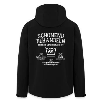 Schonend Behandeln 69. Geburtstag Einzelstück 69 - Recycelte Männer Softshell-Jacke von Stanley/Stella - Schwarz - Hinten - AI Model Male 185 light (185cm)