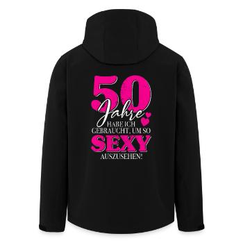 50 Jahre Gebraucht So Sexy 50. Geburtstag Frauen - Recycelte Männer Softshell-Jacke von Stanley/Stella - Schwarz - Hinten - AI Model Male 185 light (185cm)