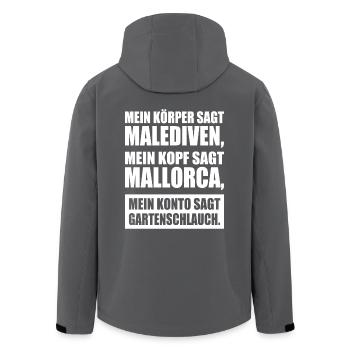 Körper Sagt Malediven Kopf Mallorca Gartenschlauch - Recycelte Männer Softshell-Jacke von Stanley/Stella - Schwarz - Hinten - AI Model Male 185 light (185cm)