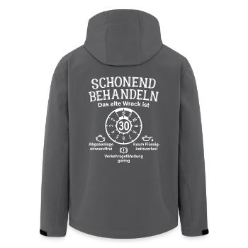 Schonend Behandeln 30. Geburtstag Altes Wrack 30 - Recycelte Männer Softshell-Jacke von Stanley/Stella - Schwarz - Hinten - AI Model Male 185 light (185cm)