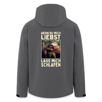Faultier Wenn Du Mich Liebst Lass Mich Schlafen - Recycelte Männer Softshell-Jacke von Stanley/Stella - Schwarz - Hinten - AI Model Male 185 light (185cm)