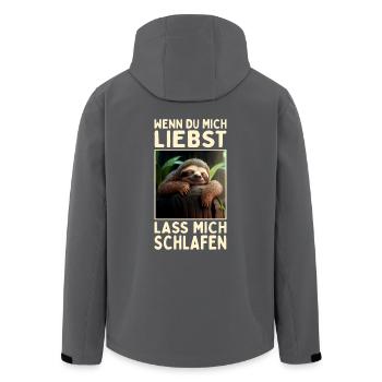 Faultier Wenn Du Mich Liebst Lass Mich Schlafen - Recycelte Männer Softshell-Jacke von Stanley/Stella - Schwarz - Hinten - AI Model Male 185 light (185cm)