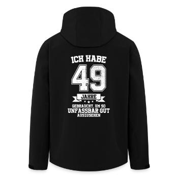 49. Geburtstag Geschenk Habe 49 Jahre Gebraucht - Recycelte Männer Softshell-Jacke von Stanley/Stella - Schwarz - Hinten - AI Model Male 185 light (185cm)