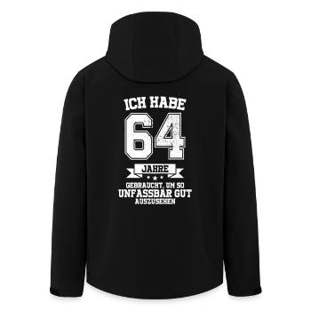 64. Geburtstag Geschenk Habe 64 Jahre Gebraucht - Recycelte Männer Softshell-Jacke von Stanley/Stella - Schwarz - Hinten - AI Model Male 185 light (185cm)