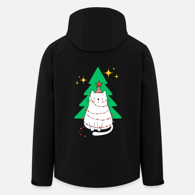Cat Christmas Christmas Tree - Men’s Recycled Softshell Jacket by Stanley/Stella - black