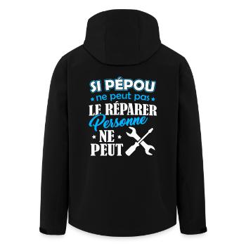 T-shirt Grand-Père - Pépou ne peut pas le Réparer - Veste softshell homme en polyester recyclé Stanley/Stella - noir - Dos - AI Model Male 185 light (185cm)