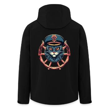 Kapitän Katze am Steuerrad - Recycelte Männer Softshell-Jacke von Stanley/Stella - Schwarz - Hinten - AI Model Male 185 light (185cm)