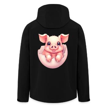 Cute Kawaii Pig in Egg - Eggshell Design - Recycelte Männer Softshell-Jacke von Stanley/Stella - Schwarz - Hinten - AI Model Male 185 light (185cm)