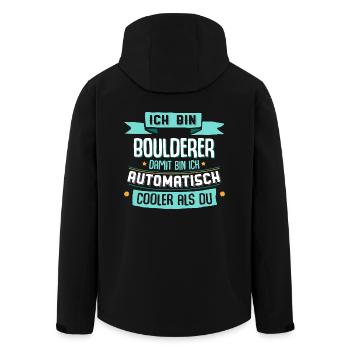 Ich bin Boulderer, damit cooler als du. - Recycelte Männer Softshell-Jacke von Stanley/Stella - Schwarz - Hinten - AI Model Male 185 light (185cm)