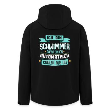 Cooler Schwimmer - Shirt mit lustigem Spruch. - Recycelte Männer Softshell-Jacke von Stanley/Stella - Schwarz - Hinten - AI Model Male 185 light (185cm)