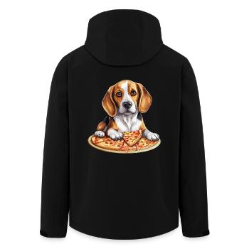 Beagle with pizza, Funny food design for dogs - Men’s Recycled Softshell Jacket by Stanley/Stella - black - Back - AI Model Male 185 light (185cm)