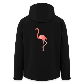 Flamingo auf einem Bein rosa modern - Recycelte Männer Softshell-Jacke von Stanley/Stella - Schwarz - Hinten - AI Model Male 185 light (185cm)