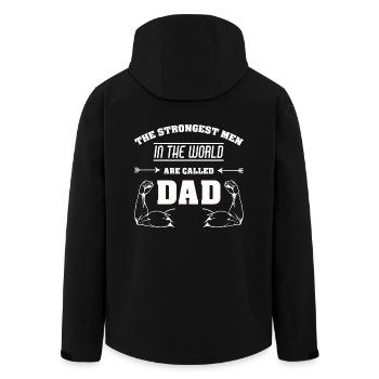 STRONGEST MAN DAD STÄRKSTER MANN PAPA VATER SPRUCH - Recycelte Männer Softshell-Jacke von Stanley/Stella - Schwarz - Hinten - AI Model Male 185 light (185cm)