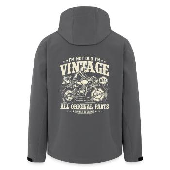 Vintage 1986 Born Motorcycle Birthday Gift - Men’s Recycled Softshell Jacket by Stanley/Stella - black - Back - AI Model Male 185 light (185cm)