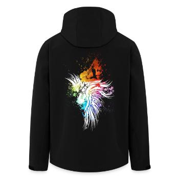 Raven arc-en-ciel blobs blanc - Veste softshell homme en polyester recyclé Stanley/Stella - noir - Dos - AI Model Male 185 light (185cm)
