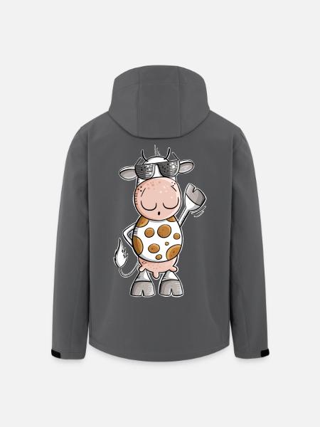 Cool cow with sunglasses - Men’s Recycled Softshell Jacket by Stanley/Stella - black