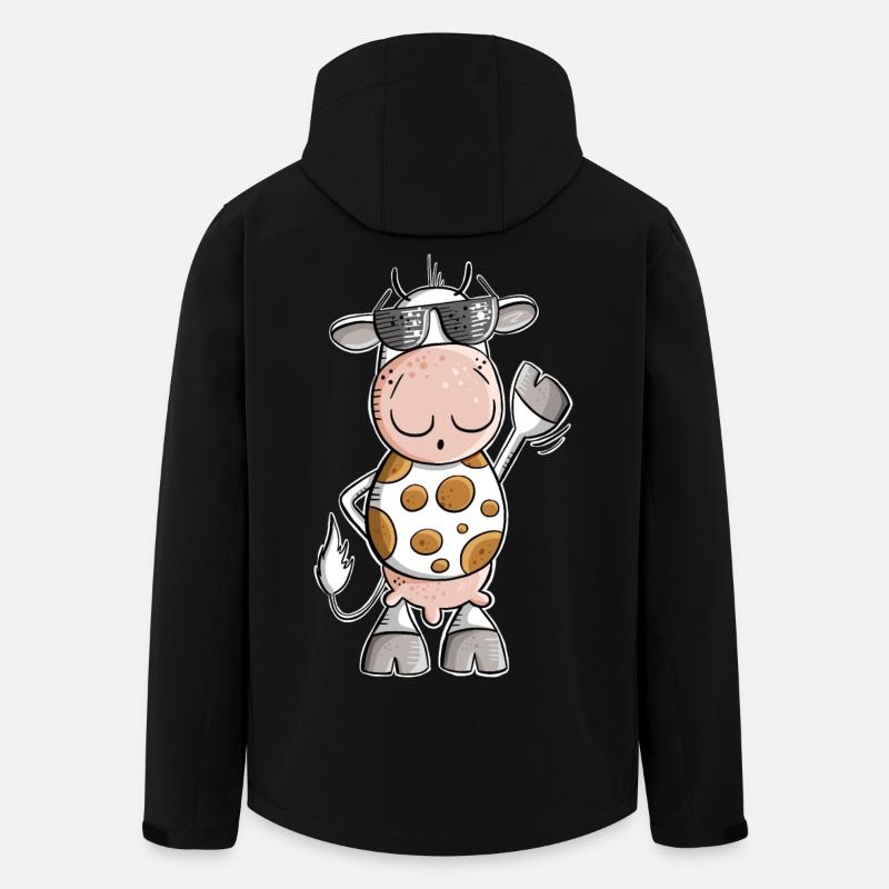 Cool cow with sunglasses - Men’s Recycled Softshell Jacket by Stanley/Stella - black