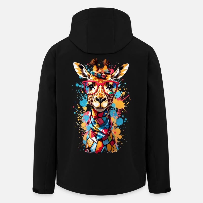 Coole Giraffe - Recycelte Männer Softshell-Jacke von Stanley/Stella - Schwarz