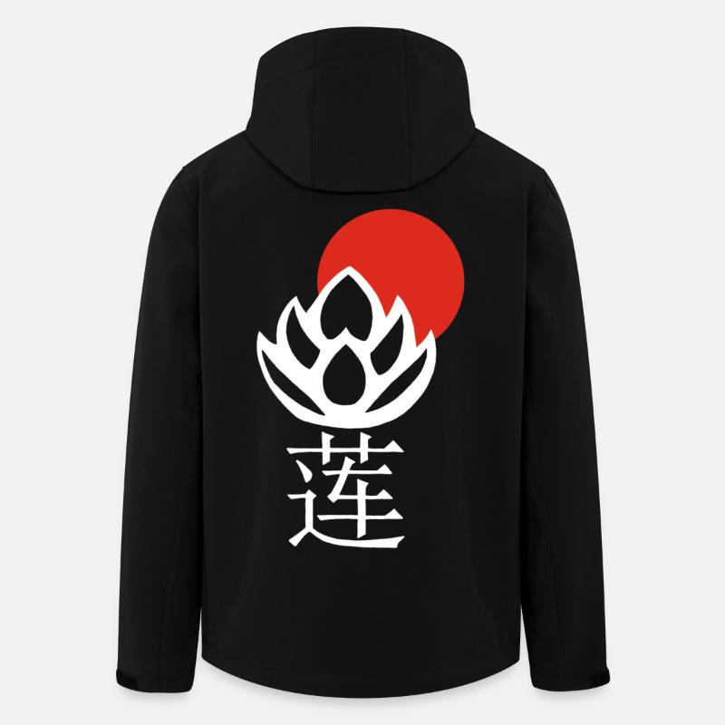Weißer Lotus und Rote Sonne - Recycelte Männer Softshell-Jacke von Stanley/Stella - Schwarz