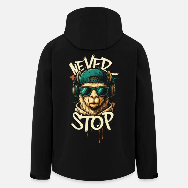 Llama DJ Never Stop - Veste softshell homme en polyester recyclé Stanley/Stella - noir