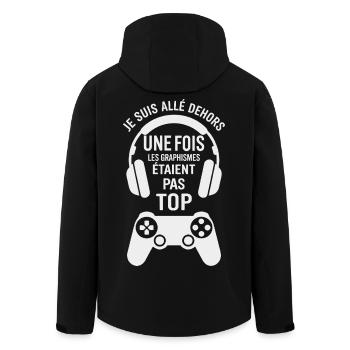 Je suis allé dehors une fois Humour gamer rétro - Veste softshell homme en polyester recyclé Stanley/Stella - noir - Dos - AI Model Male 185 light (185cm)