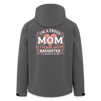 Proud Mom Awesome Daughter | Mother Daughter Humor - Men’s Recycled Softshell Jacket by Stanley/Stella - black - Back - AI Model Male 185 light (185cm)