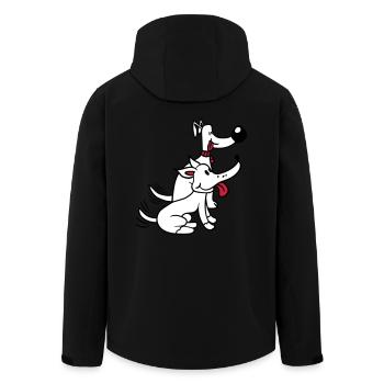 2 Dogs Team Two Friends Tail Wiggle Crew - Men’s Recycled Softshell Jacket by Stanley/Stella - black - Back - AI Model Male 185 light (185cm)