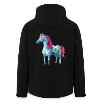 Weißes Pferd in Pink Polygon Kunst Design - Recycelte Männer Softshell-Jacke von Stanley/Stella - Schwarz - Hinten - AI Model Male 185 light (185cm)
