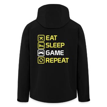 eat sleep game repeat - Men’s Recycled Softshell Jacket by Stanley/Stella - black - Back - AI Model Male 185 light (185cm)