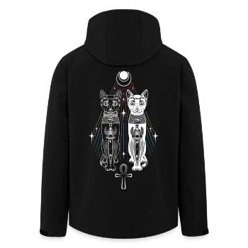 Two Bastet Cats Duality Ankh Cat Goddess - Men’s Recycled Softshell Jacket by Stanley/Stella - black - Back - AI Model Male 185 light (185cm)