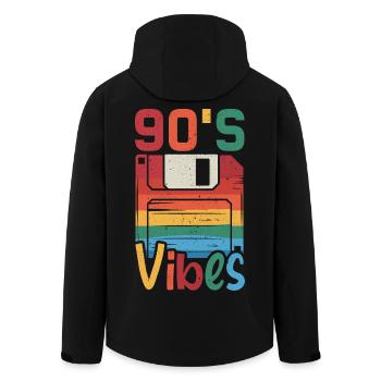 90’s Vibes – Design rétro avec disquette vintage - Veste softshell homme en polyester recyclé Stanley/Stella - noir - Dos - AI Model Male 185 light (185cm)