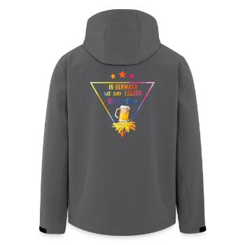 In_Germany_we_say_Lecker_Bierchen_- - Recycelte Männer Softshell-Jacke von Stanley/Stella - Schwarz - Hinten - AI Model Male 185 light (185cm)