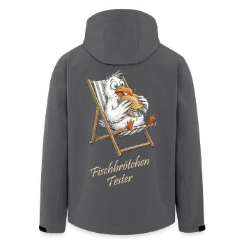 Fischbrötchen Tester Cartoon - Recycelte Männer Softshell-Jacke von Stanley/Stella - Schwarz - Hinten - AI Model Male 185 light (185cm)