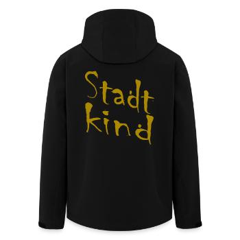 City Child Hand Lettering Gold - Men’s Recycled Softshell Jacket by Stanley/Stella - black - Back - AI Model Male 185 light (185cm)